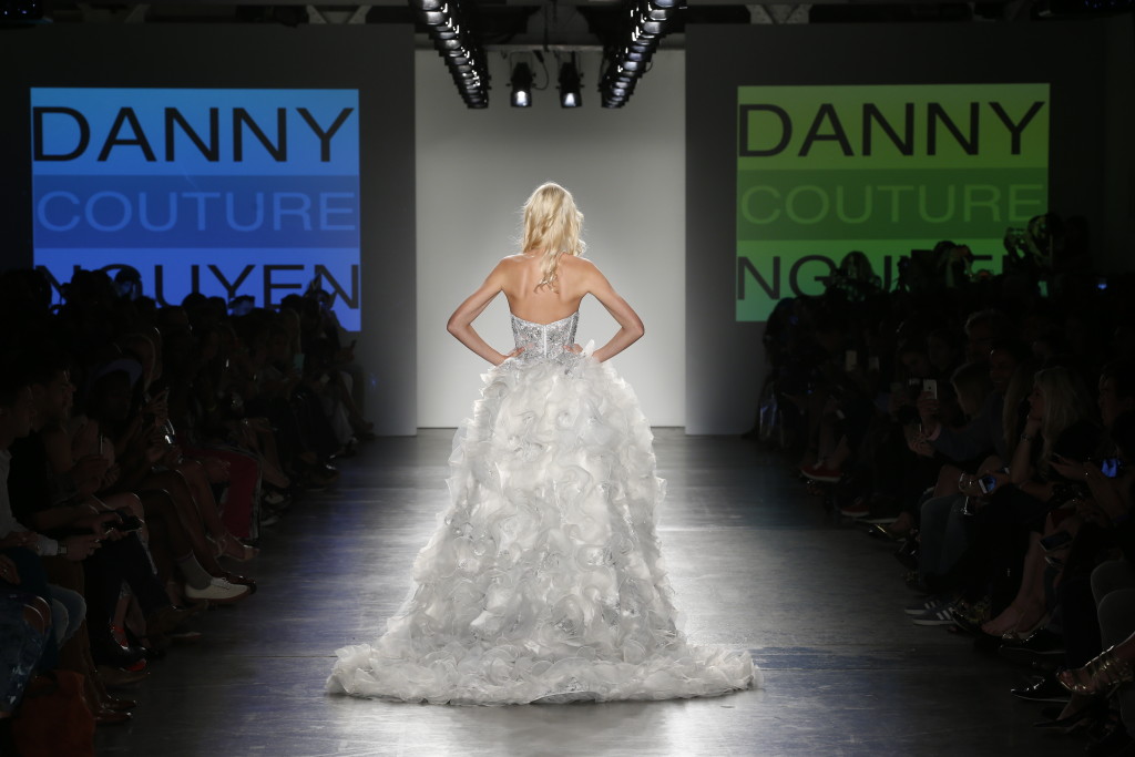 a model walks the runway during Nolcha Shows During New York Fashion Week Spring/Summer 2016 Collections NYFW - Danny Nguyen Couture at Pier 59 on September 13, 2015 in New York City.